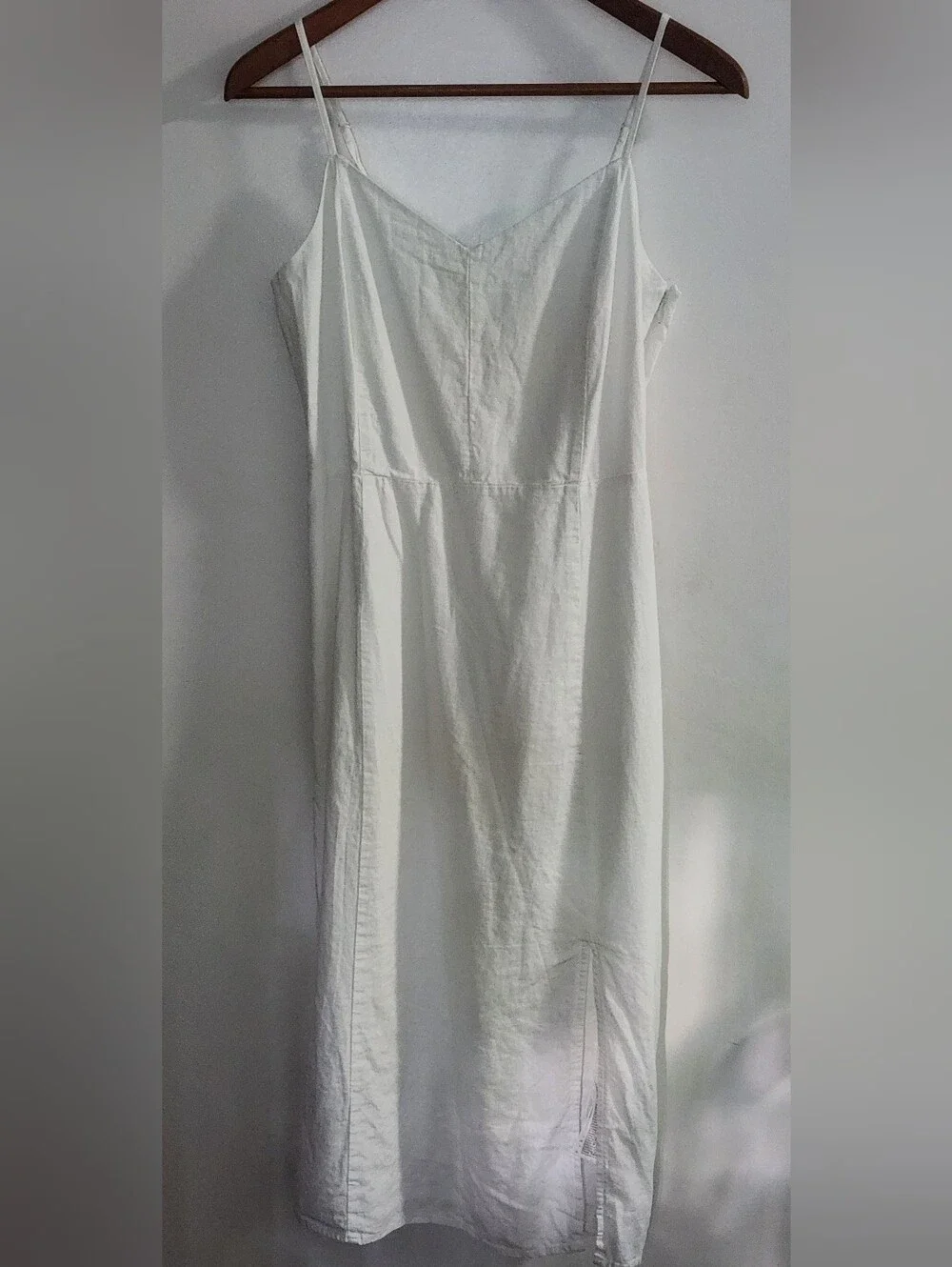 J. Crew White Linen Sheath Tank V Neck Sun Dress Beach Lined Sz 8